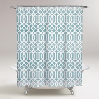 Oliver Gal 'Elabrado' Abstract Decorative Shower Curtain Patterns - Blue, White