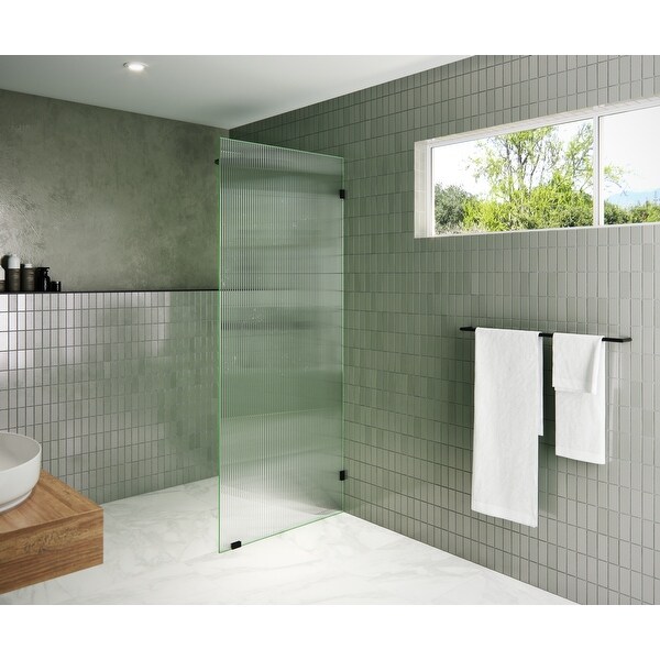 Glass Warehouse 30" x 78" Frameless Shower Door - Single Fixed Panel Fluted Frosted