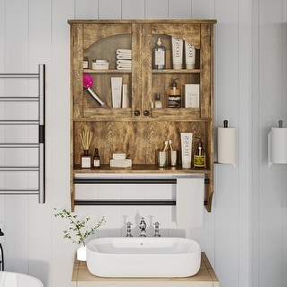 2-Door Bathroom Wall Medicine Cabinet with Towel Racks