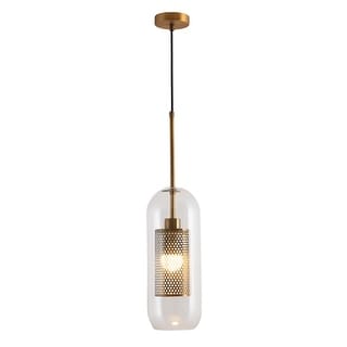 Ezra Large Glass Pendant Light with Antique Brass Insert