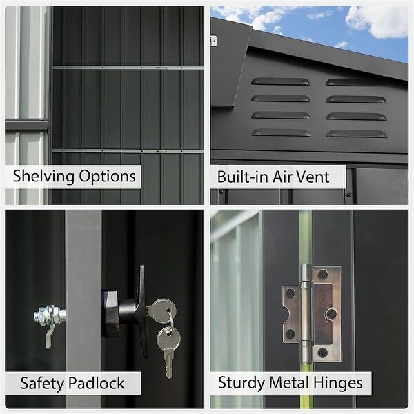 Outdoor Storage Shed Metal Patio Garden Bike Shed with Lockable Door