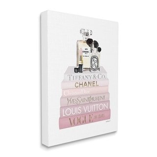 Stupell Industries Deluxe Fragrance and Cosmetics Glam Pink Bookstack Canvas Wall Art