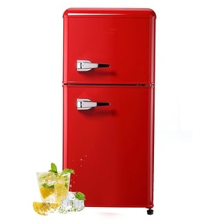 JEREMY CASS 3.5 cu.Ft. 2 Door Compact Refrigerator with Freezer, Mini Fridge with Removable Glass Shelves
