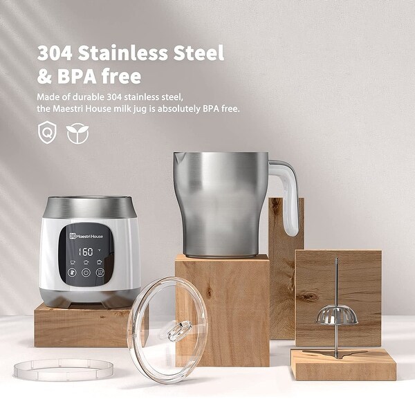 Maestri House 21 Ounce Detachable Smart Touch Digital Milk Frother Pot, White - 3.48