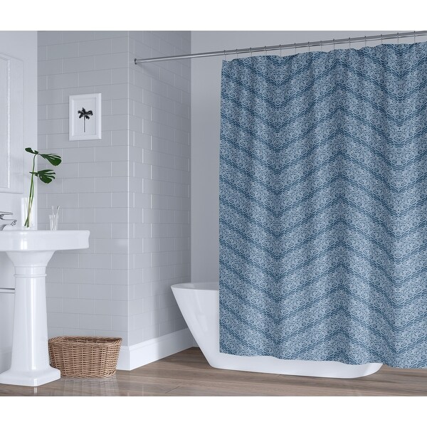 CHEVRON SNAKE BLUE Shower Curtain By Kavka Designs