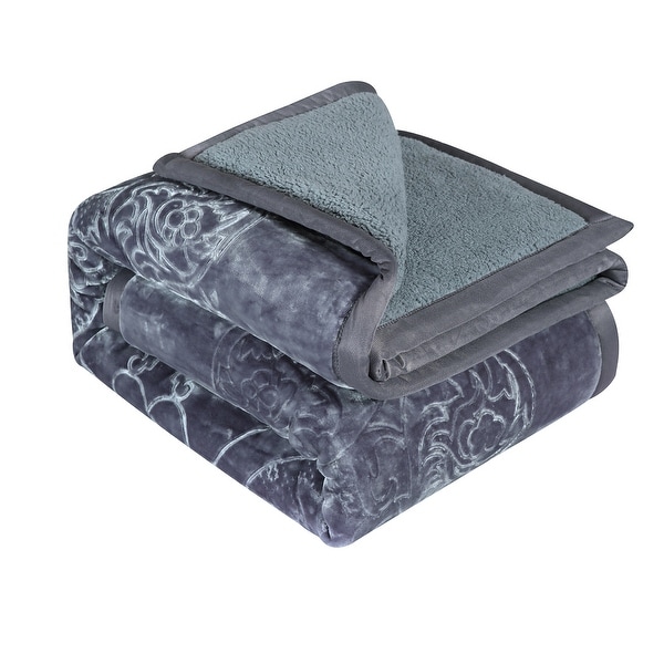 Solid Micromink Sherpa Comforter Bed Set