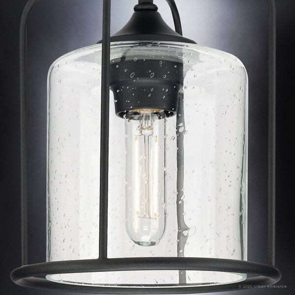 Luxury Farmhouse Outdoor Ceiling Light, 11.625"H x 8.5"W, with Industrial Luxe Style, Midnight Black, BWP1305 by Urban Ambiance