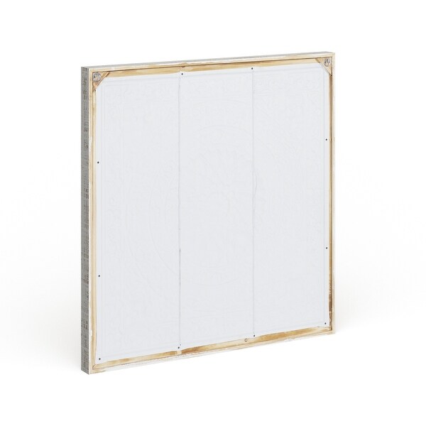 Rustic 34 x 33 Inch off-White and Teal Floral Wall Decor