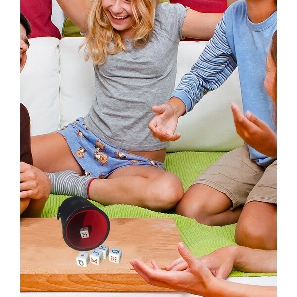 Bene Casa lined, professional dice cup with set of 5 poker dice, Cubilete poker set - Multi