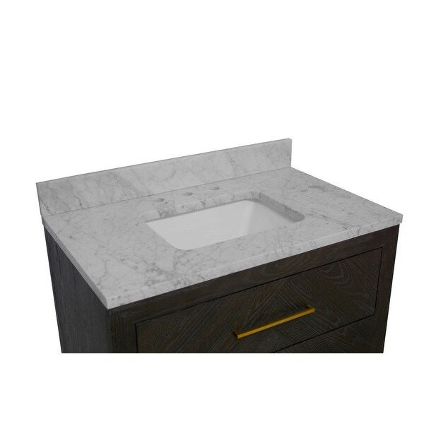 KitchenBathCollection Avery 36" Bathroom Vanity with Carrara Marble Top