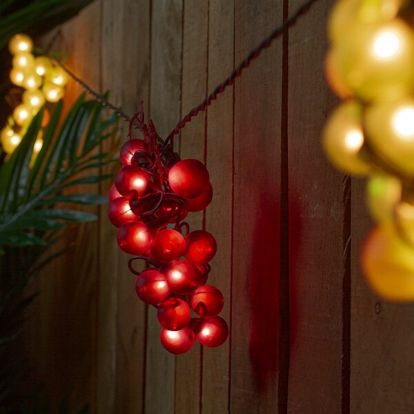 5-Count Red and Green Grape Cluster String Light Set 8ft Brown Wire - Red and Green
