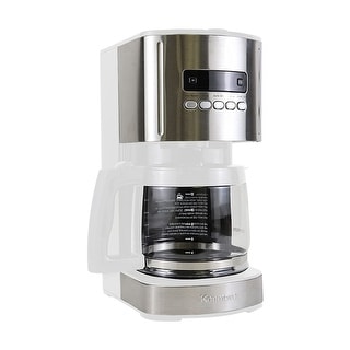 Aroma Control 12-Cup Programmable Coffee Maker, White and Stainless Steel Drip Coffee Machine, Glass Carafe, Reusable Filter