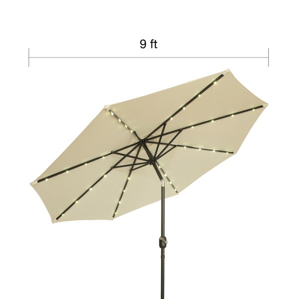Trademark Innovations 9ft Deluxe Solar/LED Patio Umbrella, Base Not Included