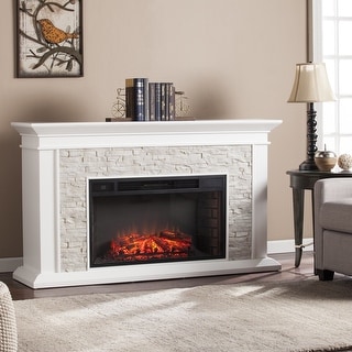 SEI Furniture Horse Mountain White Stone Electric Fireplace