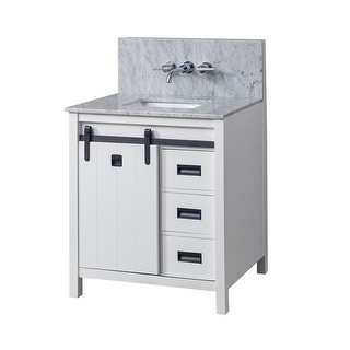Da Vinci Premium 32 in. Vanity in White with White Carrara Marble Top with white basins