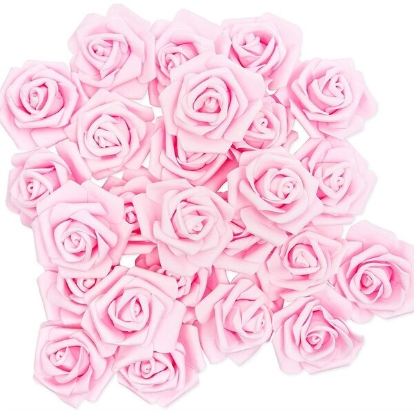 100 Pack 3" Artificial Rose Fake Flower Heads for Flower Décor, 4 Colors 25 Each