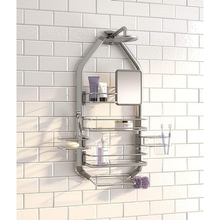 Artika O2 Adjustable Bathroom Caddy/Over-The-Shower Head/Door with Storage Shelves, Stainless-Steel