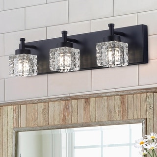 Modern Black 3-Light Clear Glass Shade Vanity Lighting For Bathroom