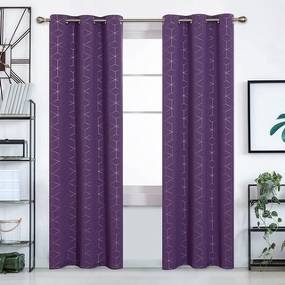 Deconovo Colorful Blackout Gold Honeycomb Curtains 42 Width(2 Panel)