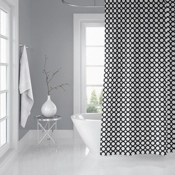 SIMPLE CIRCLES B+W Shower Curtain By Kavka Designs