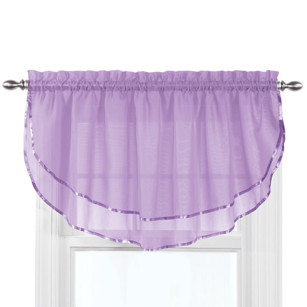 Elegance Sheer Fabric Rod Pocket Top Ascot Window Valance - 7.000 x 5.750 x 1.250
