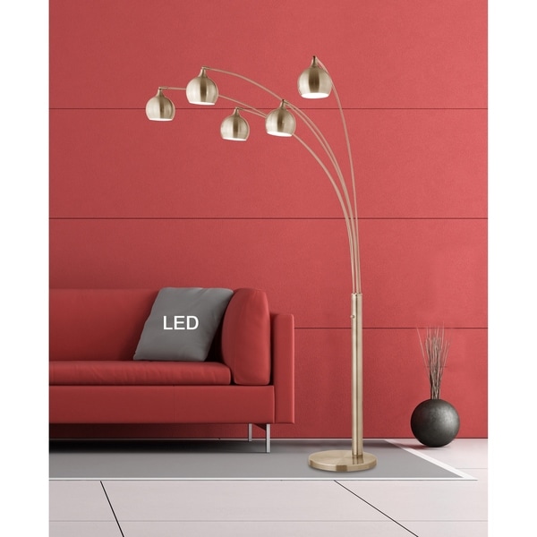 Artiva AMORE 86" Antique Satin Brass LED Arch Floor Lamp W/ Dimmer