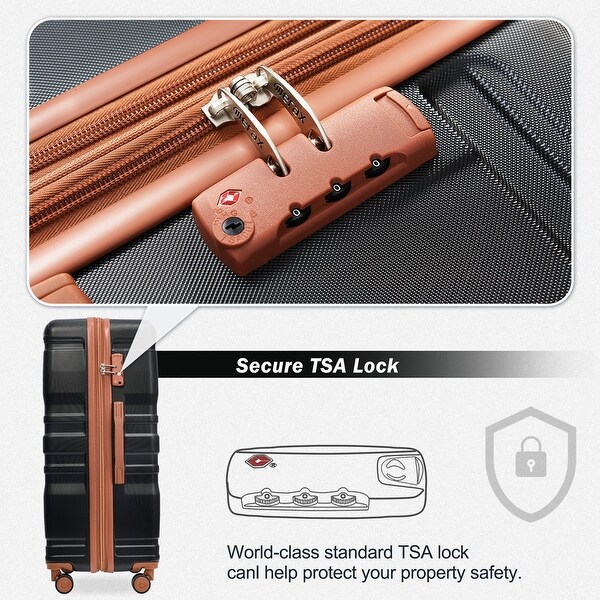 3Pcs Luggage Sets ABS Hardshell Durable Suitcase Sets with Spinner Wheels and TSA Lock