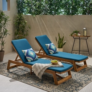 Maki Outdoor Acacia Wood Chaise Lounge Set (Set of 2) by Christopher Knight Home