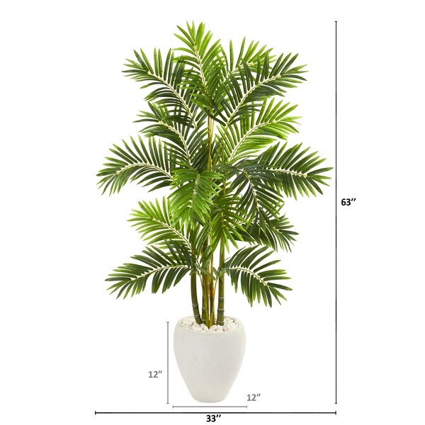 63" Areca Palm Artificial Tree in White Planter