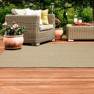 Veranda Tonal Woven Basket Weave Indoor-Outdoor Area Rug