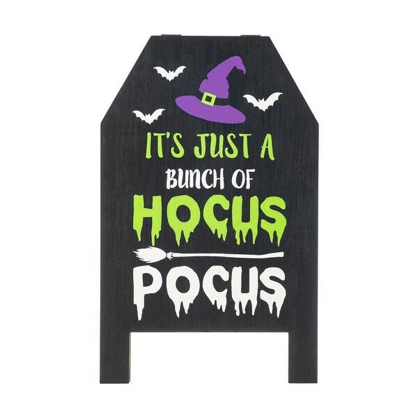 Glitzhome 24"H Fall & Halloween Double Sided Standing Easel Porch Sign Decor
