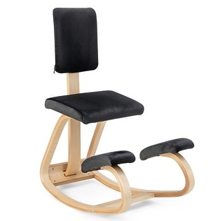 Gymax Ergonomic Kneeling Chair Upright Posture Velvet Support Chair