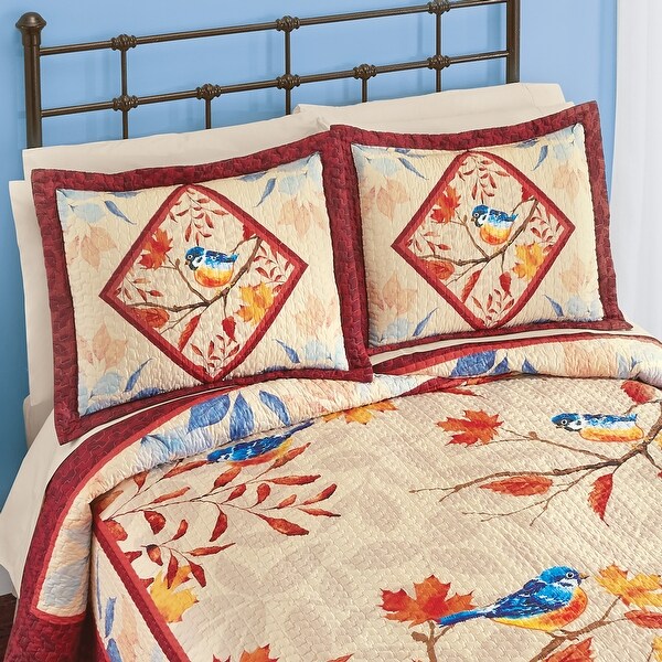 Colorful Fall Songbirds on Branches Pillow Sham