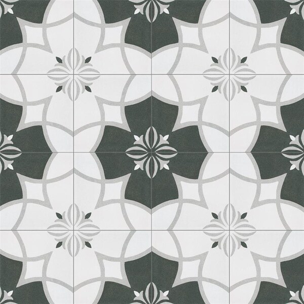 Merola Tile Twenties Crest Encaustic 7.75" x 7.75" Ceramic Floor and Wall Tile