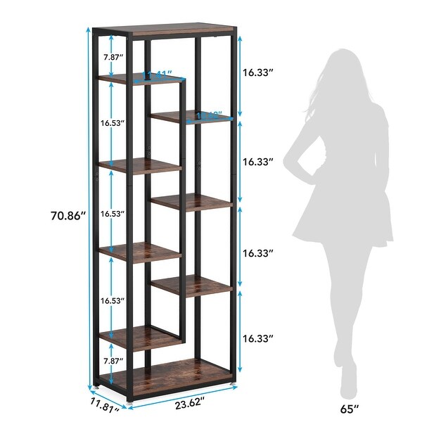 Tall Open Bookshelf Industrial Bookcase