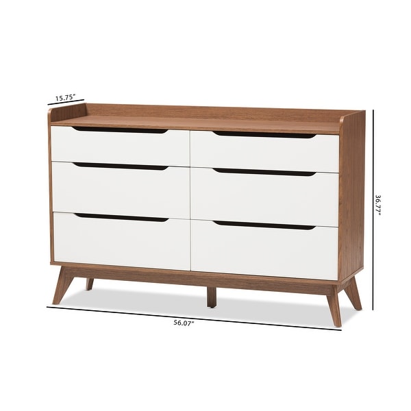 Carson Carrington Borlange 6-drawer Mid-century White/Walnut Chest