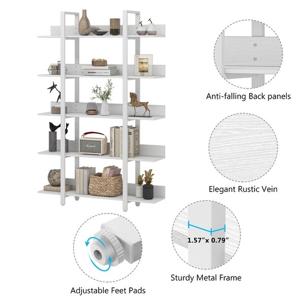 Industrial Style 5 Tiers Bookcase Etagere Book Shelves