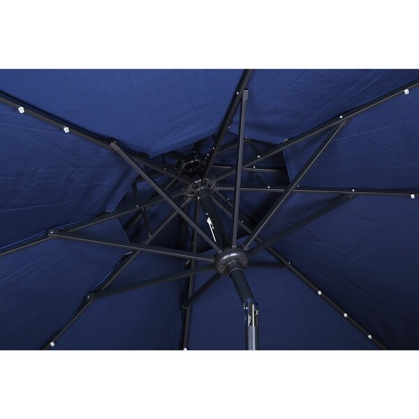 Ainfox 9ft Double Top Outdoor Patio Umbrella with Solar Powered LED and Crank