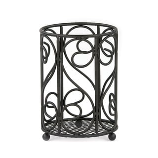Home Basics Scroll Collection Black Steel Cutlery Holder
