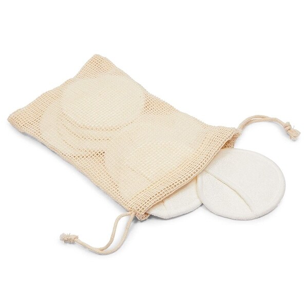 16 Pack Reusable Cotton Rounds, White Makeup Remover Face Pads, Make Up Removal Cloths with Storage Holder Bag
