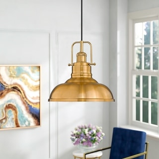 1-Light Industrial Farmhouse Single Dome Pendant Light Hanging Lamps - 11 x 11 x 8.5 inches