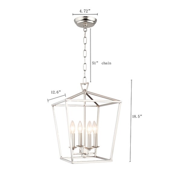 4 Light Caged Chandelier in Polished Nickel Finish - Polished Nickel - Polished Nickel