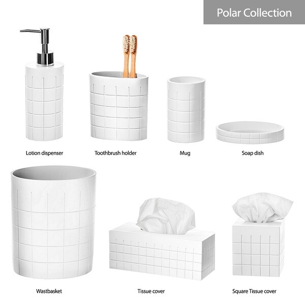 Polar Decorative Bathroom Tissue Holder, White Tissue Box Cover Square