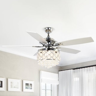 Modern 4-light 5-blade Crystal Chandelier Ceiling Fan with Remote - 52 Inches
