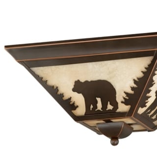 Bozeman 14-in W Bronze Rustic Bear Flush Mount Ceiling Light Fixture - 14-in W x 5.75-in H x 14-in D