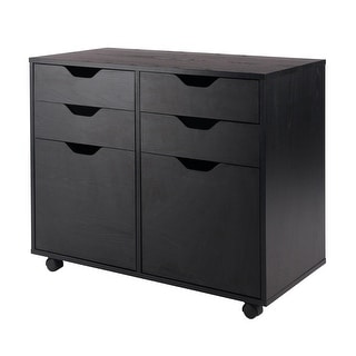 32" Black 2 Section Mobile Storage Cabinet