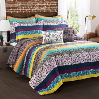 Lush Decor Boho Stripe Reversible Oversized Comforter