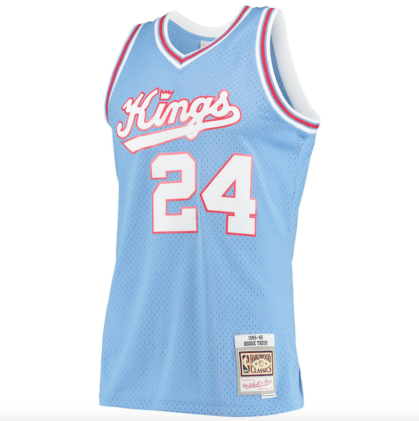 Men's Reggie Theus Sacramento Kings 1985-86 Powder Blue Swingman Replica Jersey By Mitchell & Ness