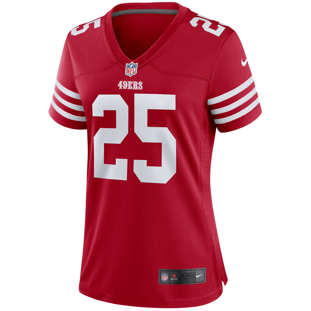 Women's Nike Elijah Mitchell Scarlet San Francisco 49ers Team Player Game Jersey