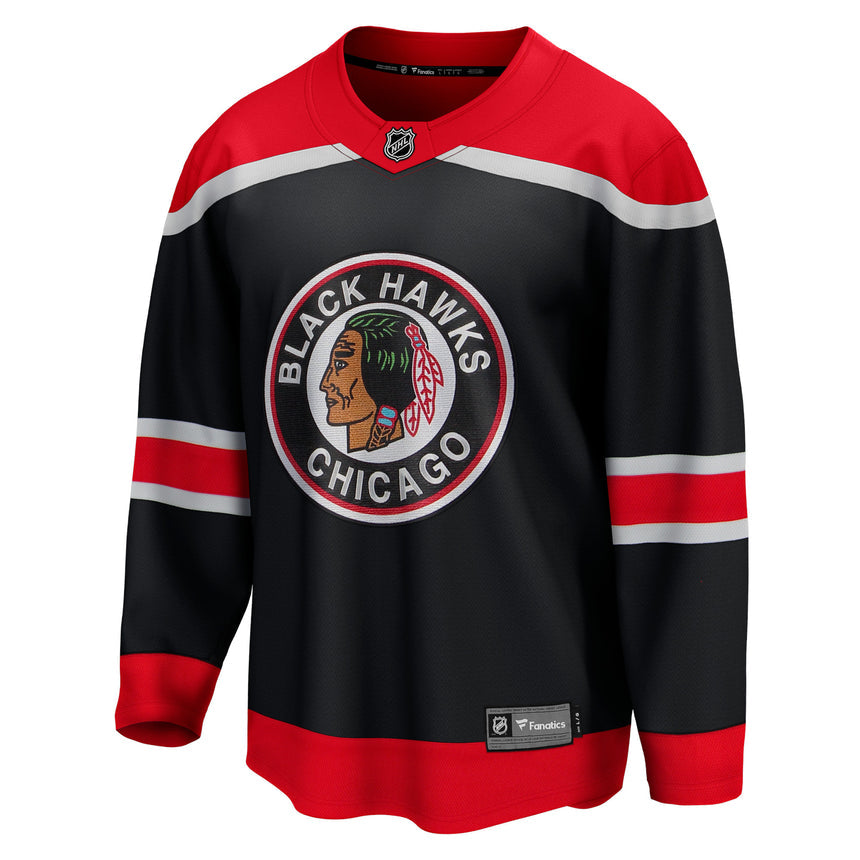 Men's Chicago Blackhawks Fanatics Branded Black 2020/21 Reverse Retro Special Edition Breakaway Blank Jersey